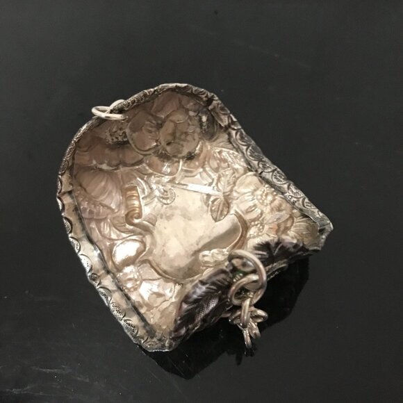 Floral Sterling Silver 925 Wide Cuff Bracelet Victorian Bouquet Art Nouveau - Picture 6 of 10